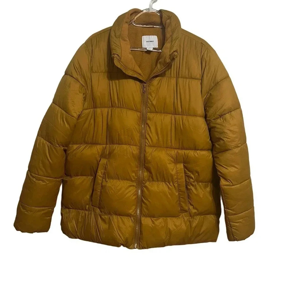 Old Navy Zip Front Puffer Jacket Golden Color Size XL
